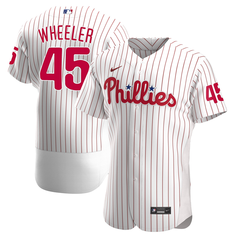 2020 MLB Men Philadelphia Phillies 45 Zack Wheeler Nike White Home 2020 Authentic Player Jersey 1